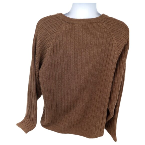 Duluth Trading Sweater Mens Pullover XL Brown Lambs Wool Cable Knit Crewneck - Picture 3 of 12